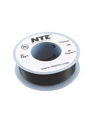 NTE Electronics WH18-00-25 18AWG Stranded Black Hook-Up Wire (25FT)