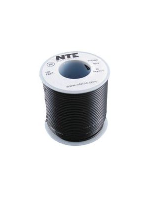 NTE Electronics WH20-00-100 20AWG Stranded Black Hook-Up Wire (100FT)