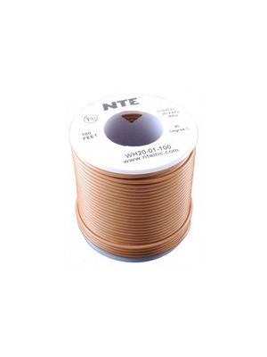 NTE Electronics WH26-01-100 26AWG Stranded Brown Hook-Up Wire (100FT)