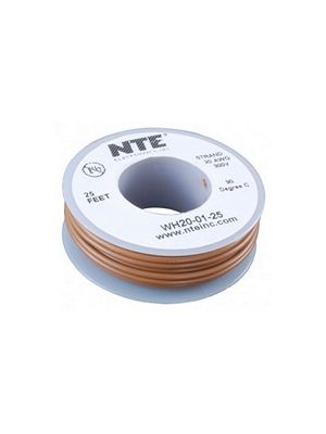 NTE Electronics WH20-01-25 20AWG Stranded Brown Hook-Up Wire (25FT)