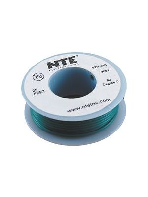 NTE Electronics WH26-05-25 26AWG Stranded Green Hook-Up Wire (25FT)