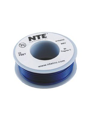 NTE Electronics WH26-06-25 26AWG Stranded Blue Hook-Up Wire (25FT)